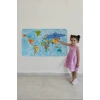Türkçe Eğitici Ülke ve Başkent Detaylı Atlası Dünya Haritası Duvar Sticker -60x105-3831