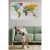 Türkçe Eğitici Ülke ve Başkent Detaylı Atlası Dünya Haritası Duvar Sticker -60x105-3851