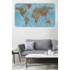 Türkçe Eğitici Ülke ve Başkent Okyanus Detaylı Atlası  Dünya Haritası Duvar Sticker -60x105-3849