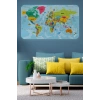 Türkçe Eğitici Ülke ve Başkent Okyanus Detaylı Atlası  Dünya Haritası Duvar Sticker -60x105-3865