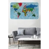 Türkçe Eğitici Ülke ve Başkent Okyanus Detaylı Atlası  Dünya Haritası Duvar Sticker -60x105-3866