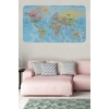 Türkçe Eğitici Ülke ve Başkent Okyanus Detaylı Atlası  Dünya Haritası Duvar Sticker -60x105-3869