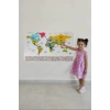 Türkçe Ülke Bayrak lı Eğitici Başkent Detaylı Atlası Dünya Haritası Duvar Sticker -60x105-3834