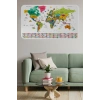 Türkçe Ülke Bayrak lı Eğitici Başkent Detaylı Atlası Dünya Haritası Duvar Sticker -60x105-3841