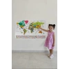 Türkçe Ülke Bayrak lı Eğitici Başkent Detaylı Atlası Dünya Haritası Duvar Sticker -60x105-3841