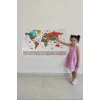 Türkçe Ülke Bayrak lı Eğitici Başkent Detaylı Atlası Dünya Haritası Duvar Sticker -60x105-3858