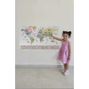 Türkçe Ülke Bayrak lı Eğitici Başkent Detaylı Atlası Dünya Haritası Duvar Sticker -60x105-3859
