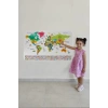 Türkçe Ülke Bayrak lı Eğitici Başkent Detaylı Atlası Dünya Haritası Duvar Sticker -60x105-3860