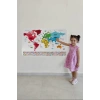 Türkçe Ülke Bayrak lı Eğitici Başkent Detaylı Atlası Dünya Haritası Duvar Sticker -60x105-3861