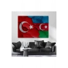 Türkiye Azerbaycan Bayrak Desenli Dekoratif Kanvas Tablo-6516