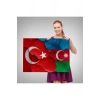 Türkiye Azerbaycan Bayrak Desenli Dekoratif Kanvas Tablo-6516