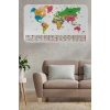 Ülke Bayrak lı Eğitici Başkent Detaylı Atlası Dünya Haritası Duvar Sticker -60x105-3833