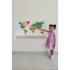 Ülke Bayrak lı Eğitici Başkent Detaylı Atlası Dünya Haritası Duvar Sticker -60x105-3833