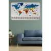 Ülke Bayrak lı Eğitici Başkent Detaylı Atlası Dünya Haritası Duvar Sticker -60x105-3857