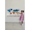 Ülke Bayrak lı Eğitici Başkent Detaylı Atlası Dünya Haritası Duvar Sticker -60x105-3857