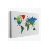 Ünlü Yerler Sembollü Kanvas Dünya Haritası 1002