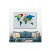Ünlü Yerler Sembollü Kanvas Dünya Haritası 1002