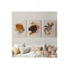 Yaprak Desenli Soyut Dekoratif Duvar Tablosu Üçlü Set-EH-107