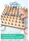 Ahşap Geometri Tahtası - Tak Çıkar Montessori Eğitici Oyuncak- Geoboard / Lastik Geçirme Çocuk Oyunu