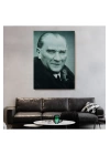 Atatürk Portre Tablosu Mustafa Kemal Atatürk Dikdörtgen Dekoratif Kanvas Tablo-CG-57