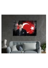 Atatürk ve Ay Yıldız Cam Tablo, Uv Baskılı ve Temperli, Hediyelik