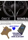 DACIA SANDERO uyumlu oto,araç  direksiyon kılıfı mavi dikiş