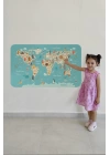 Eğitici Çocuk Odası Dünya Haritası Dünya Atlası Çocuk ve Bebek Duvar Sticker-60x105-3770