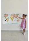 Eğitici Dünya Haritası Dünya Atlası Çocuk ve Bebek Kız Çocuğu Odası Duvar Sticker-60x105-3777