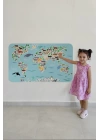 Eğitici Dünya Haritası Dünya Atlası Çocuk ve Bebek Odası Duvar Sticker-60x105-3771