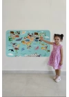 Eğitici Dünya Haritası Dünya Atlası Çocuk ve Bebek Odası Duvar Sticker-60x105-3775