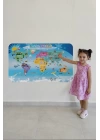 Eğitici Dünya Haritası Dünya Atlası Çocuk ve Bebek Odası Duvar Sticker-60x105-3779