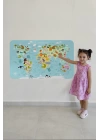 Eğitici Dünya Haritası Dünya Atlası Çocuk ve Bebek Odası Duvar Sticker-60x105-3782