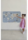 Eğitici Dünya Haritası Dünya Atlası Çocuk ve Bebek Odası Duvar Sticker-60x105-3789