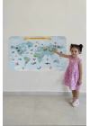 Eğitici Dünya Haritası Dünya Atlası Çocuk ve Bebek Odası Duvar Sticker-60x105-3791