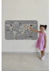 Eğitici Dünya Haritası Dünya Atlası Çocuk ve Bebek Odası Duvar Sticker-60x105-3794