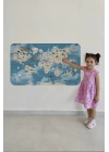 Eğitici Dünya Haritası Dünya Atlası Çocuk ve Bebek Odası Duvar Sticker -60x105-3828