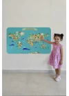 Eğitici Dünya Haritası Dünya Atlası Çocuk ve Bebek Odası Duvar Sticker -60x105-3829