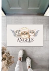 Home Beyaz Kapı Önü Paspası Angels Kediler Desen  K-3343