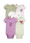 Layette Kız Bebek 5li Kısa Kol Body  Karışık Renkli