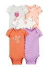 Layette Kız Bebek 5li Kısa Kol Body  Karışık Renkli