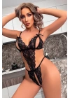 Özel Bölgesi Açık Dantelli Siyah Fantazi Babydoll TM1309