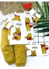 Pooh Baskılı Yaka Çıtçıtlı Uzun Kollu Sweatli 2li Kız Erkek Bebek Takımı