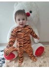 Pooh Desenli Zebra Çizgili Şapkalı Sweatli 3lü Kız Erkek Bebek Tulumu(sarı) Sarı