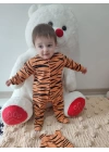 Pooh Desenli Zebra Çizgili Şapkalı Sweatli 3lü Kız Erkek Bebek Tulumu(sarı) Sarı