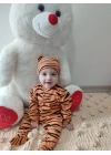 Pooh Desenli Zebra Çizgili Şapkalı Sweatli 3lü Kız Erkek Bebek Tulumu(sarı) Sarı