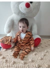 Pooh Desenli Zebra Çizgili Şapkalı Sweatli 3lü Kız Erkek Bebek Tulumu(sarı) Sarı