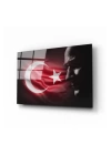 Türk Bayrağı Ve Atatürk Silüet 2 Cam Tablo