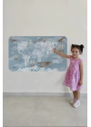 Ülke Adlı Eğitici Dünya Haritası Dünya Atlası Çocuk ve Bebek Odası Duvar Sticker -60x105-3822