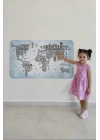 Ülke Adlı Eğitici Dünya Haritası Dünya Atlası Çocuk ve Bebek Odası Duvar Sticker -60x105-3823