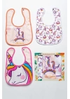 Unicorn Temalı Kare 3 Parça Microfiber Mama Önlüğü Kendi Kutusunda (su Geçirmez) Çıtçıtlı